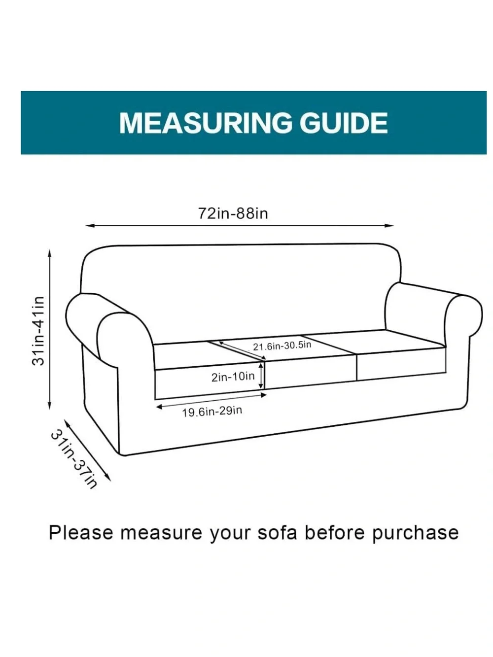 Pet-Friendly Sofa Slipcover Large (3-Cushion) - Porcelain - Picture 4 of 16